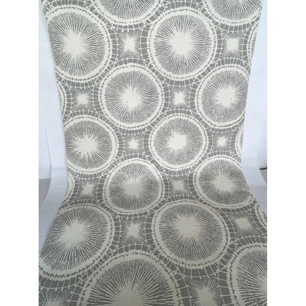 1 Roll of Scion Melinki Wall Paper Tree Circles No 110251 Beige/Gray NEW